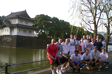 Augustana players and coaches in Japan